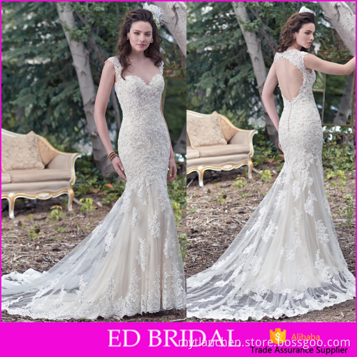 MA1804 New Come Sweetheart Appliques Beading Open Back Wedding Dress Mermaid 2016
